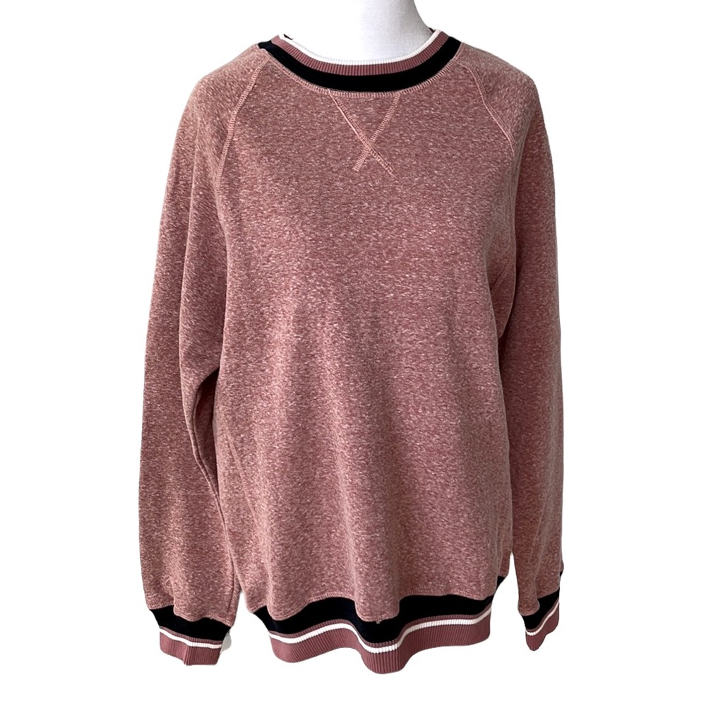 American Apparel Unisex Heathered Pink Oversized Ringer Sweatshirt Sz S